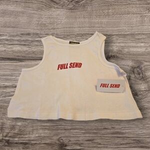 Full Send Nelk Boys White Crop Tank Top Red Logo Size Large NWT